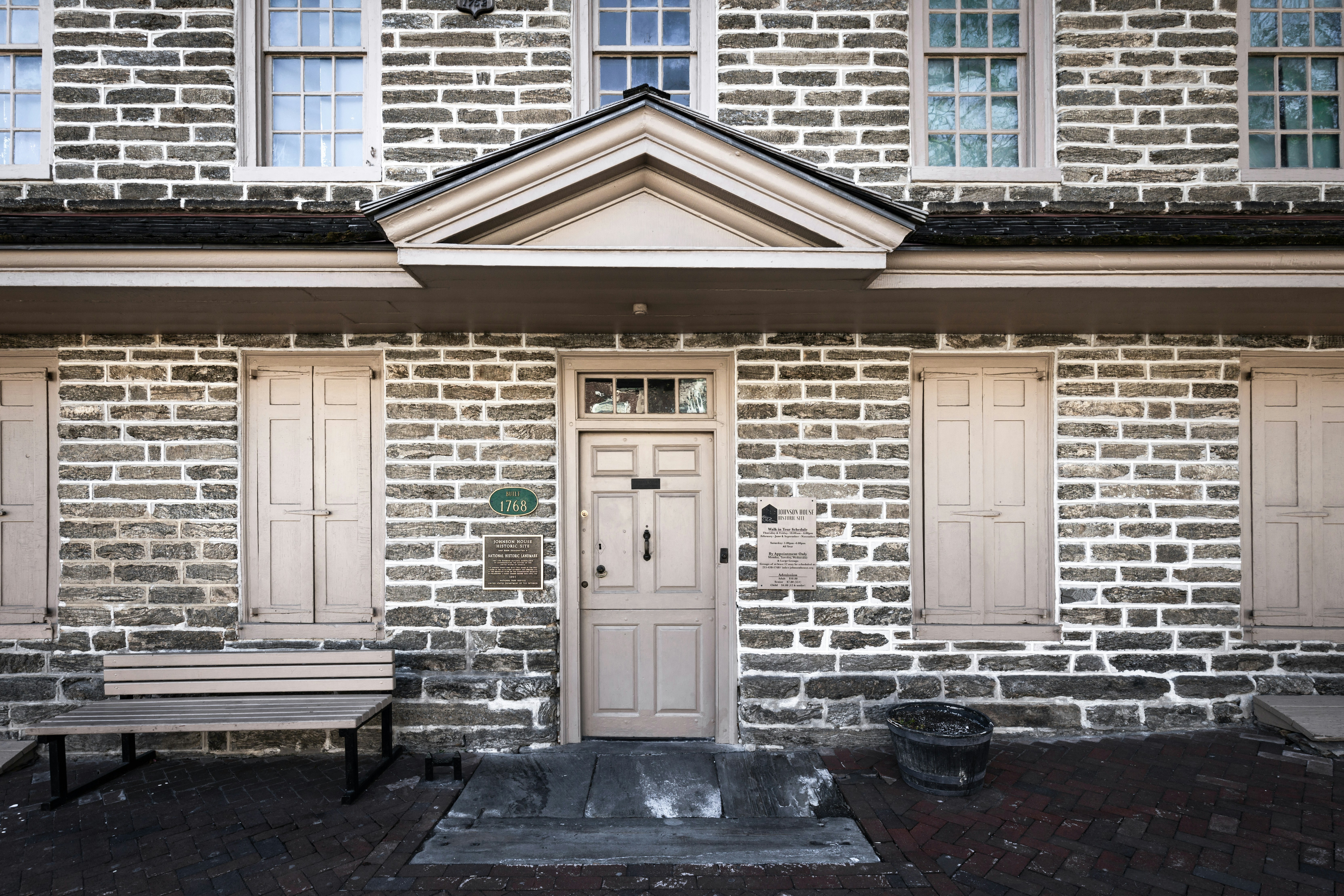 historic Philadelphia row home brick facade