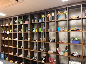 A neatly organized shelf stocked with various car spare parts.