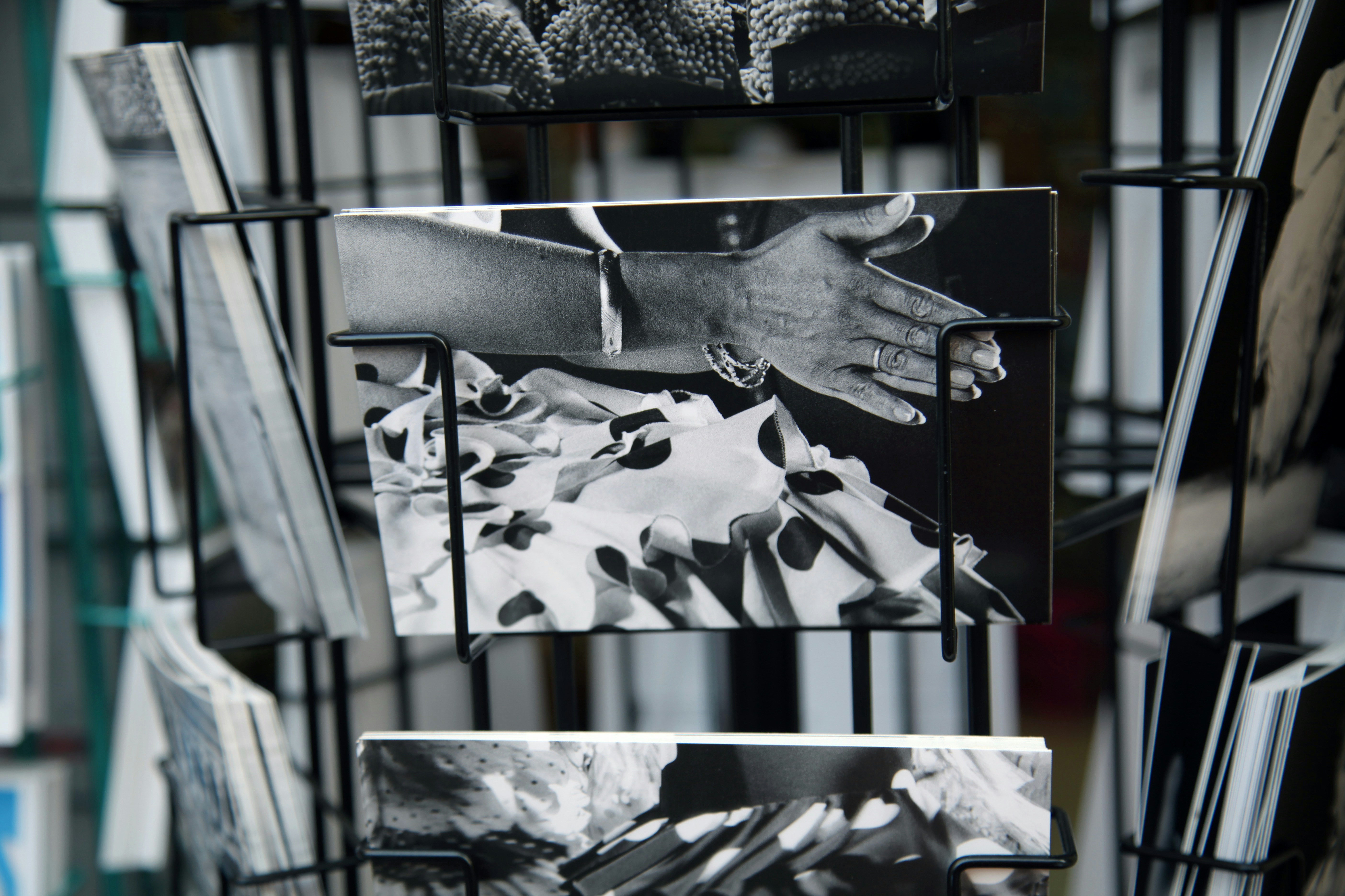 black and white floral textile