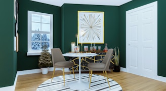 white and brown wooden table with chairs