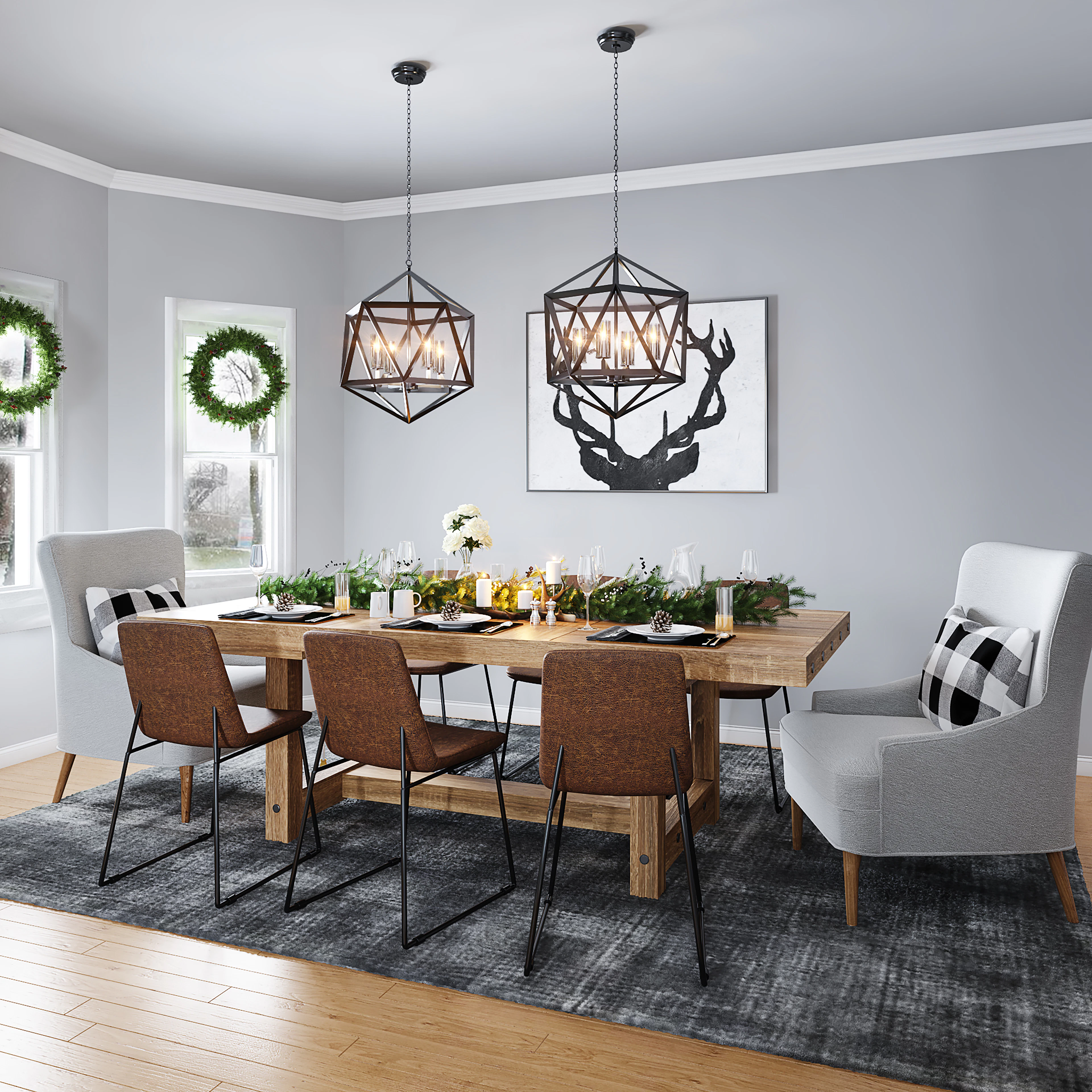 Black and white dining table and chairs
