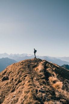 person standing on brown rock mountain during daytime