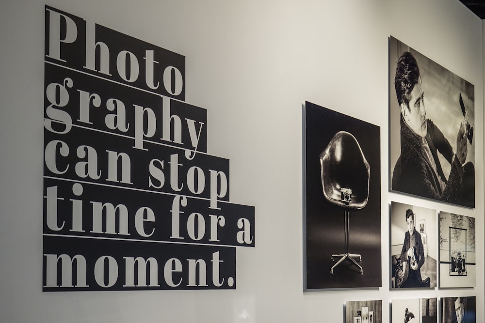 Decoración de pared de citas en blanco y negro