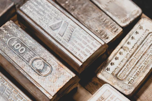 Silver bullion bars reflecting soft light, arranged on a dark surface highlighting their purity.