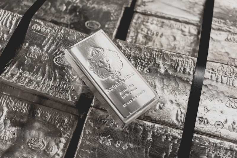 Silver bullion bar on raw silver