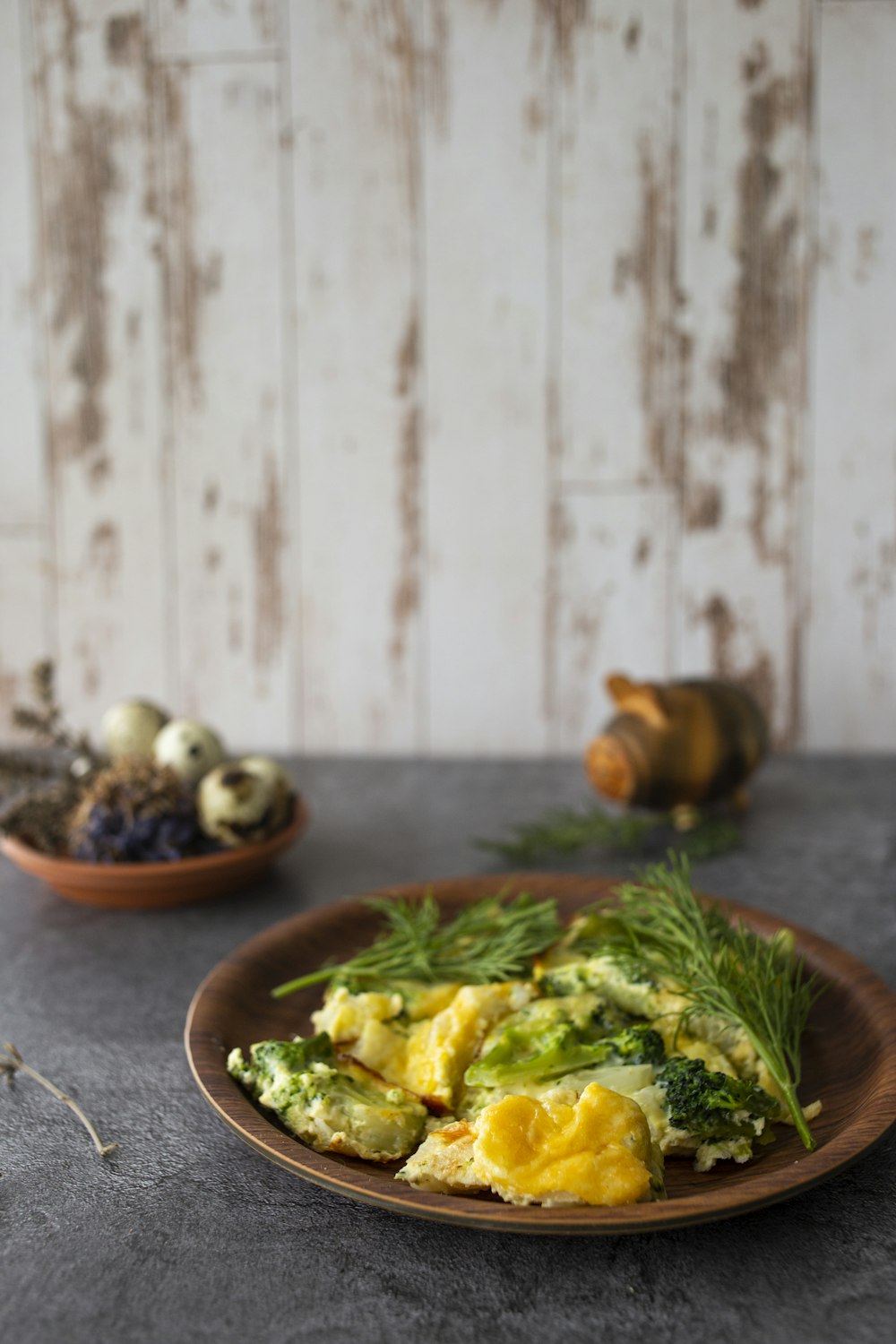 vegetable salad on brown ceramic plate