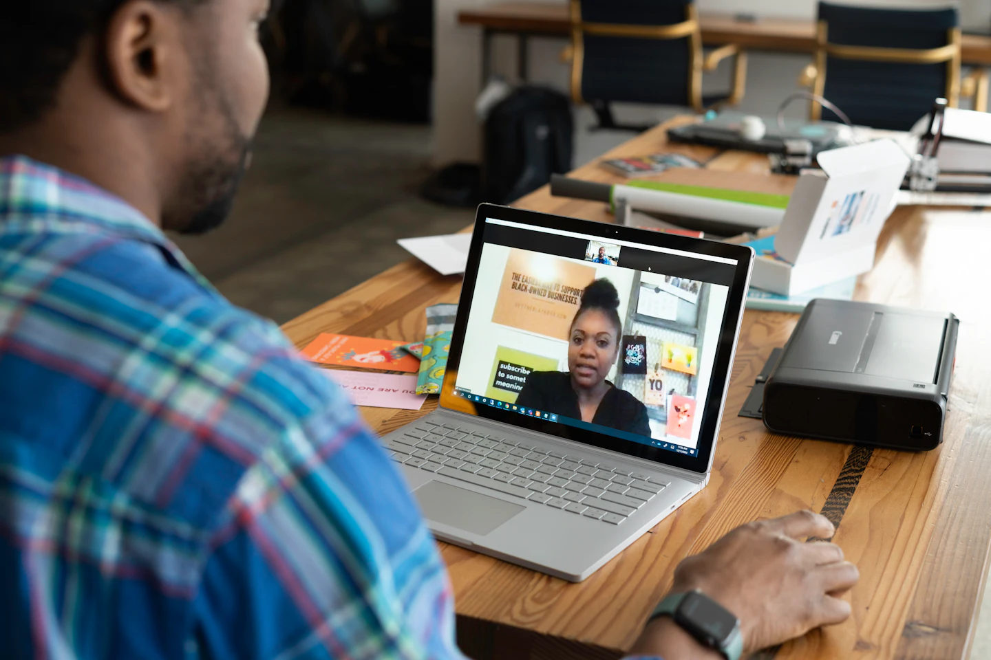 Telehealth visit on a laptop