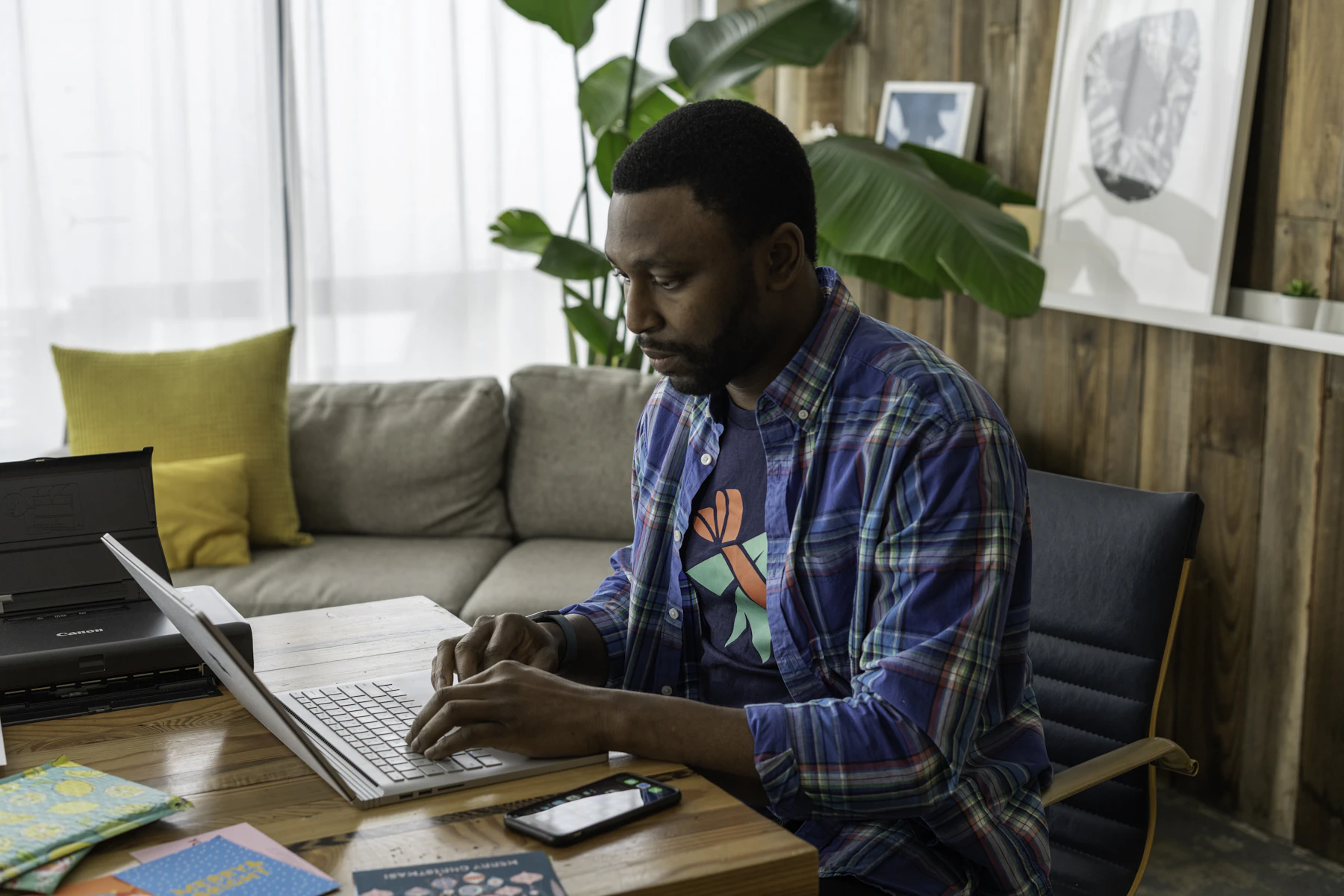 A professional working from home