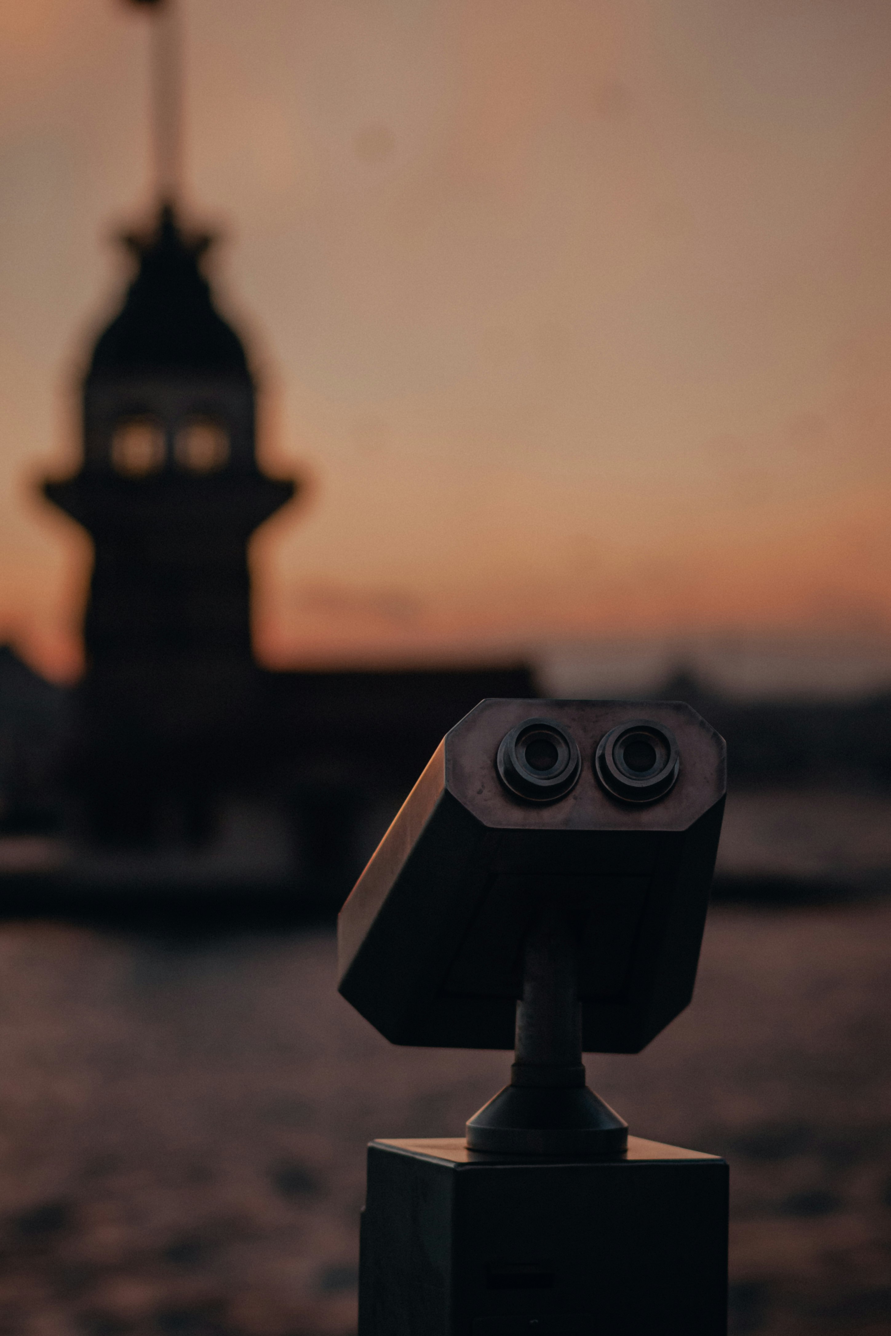 black and gray binoculars during sunset