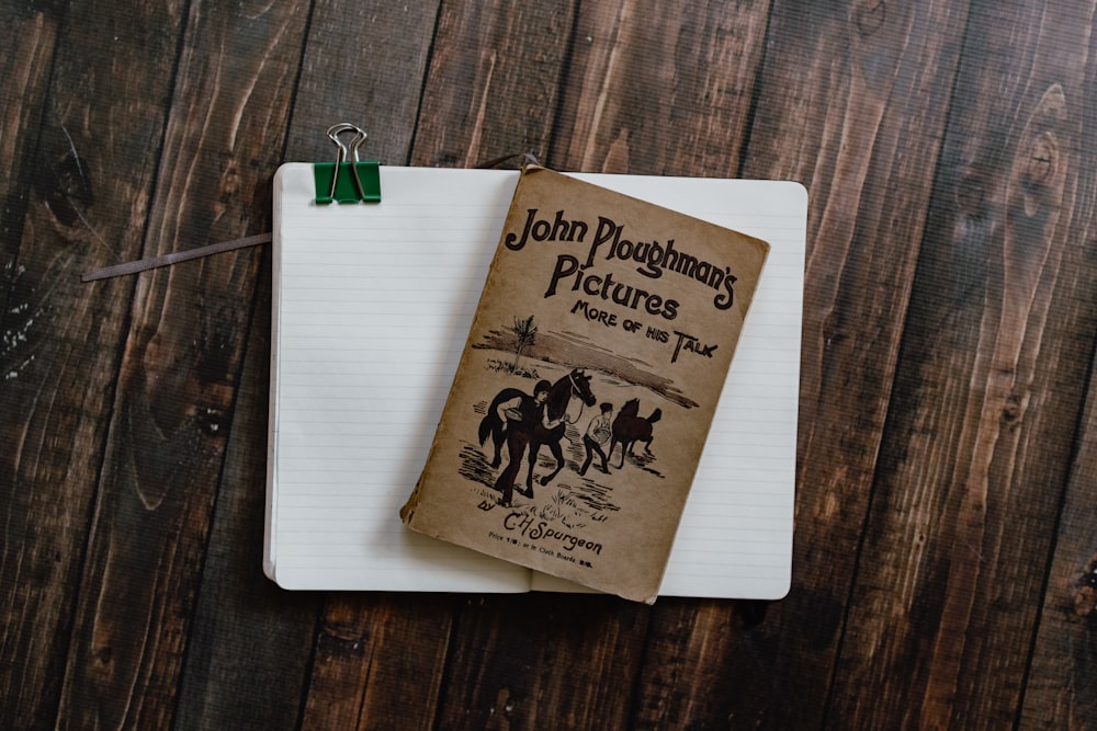 a book sitting on top of a wooden table