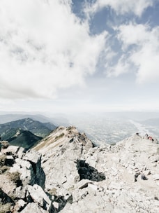 A breathtaking view of a mountain trail during a hike.