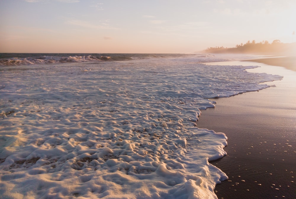 sea waves crashing on shore during daytime