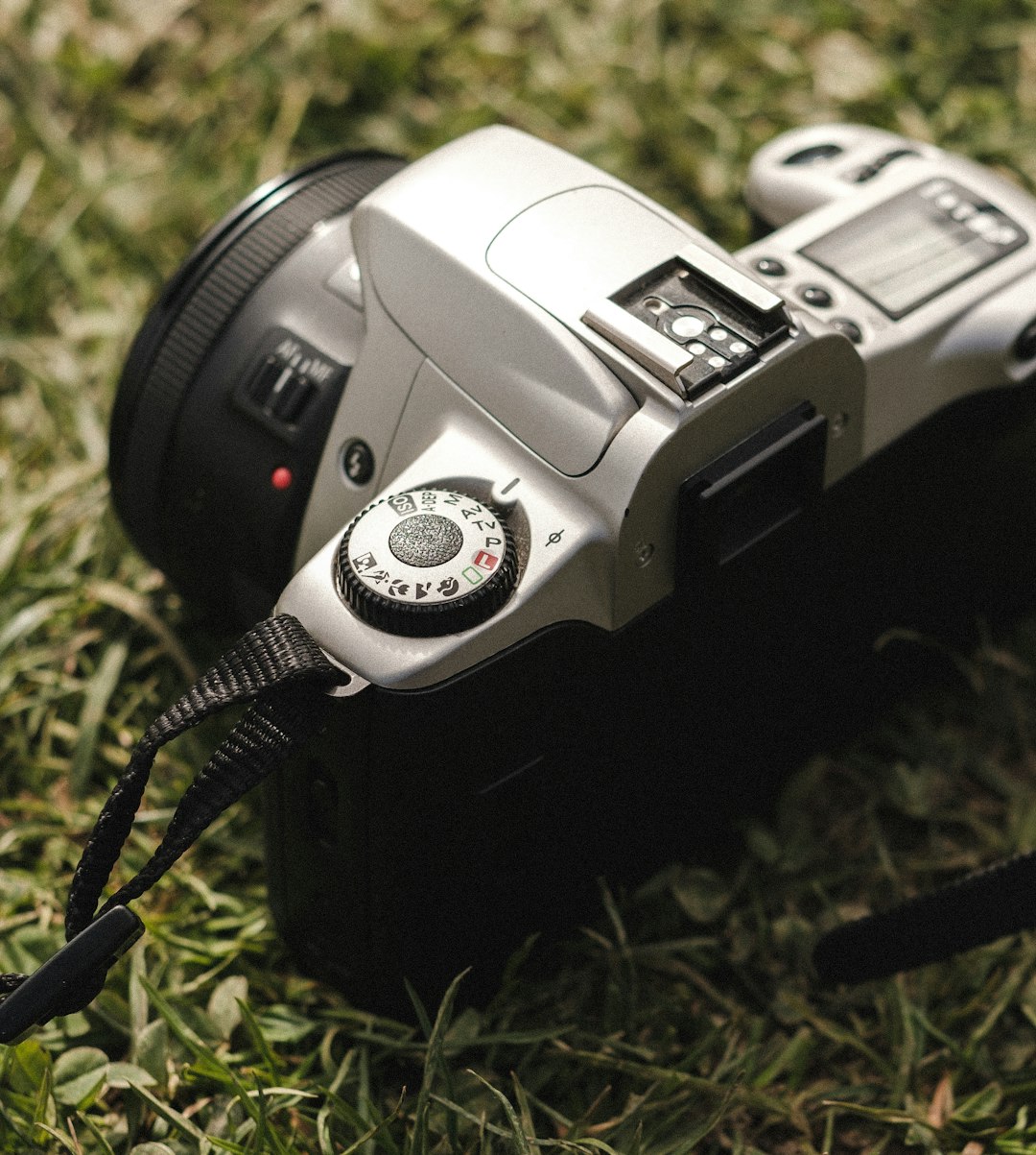 black and silver dslr camera on green grass