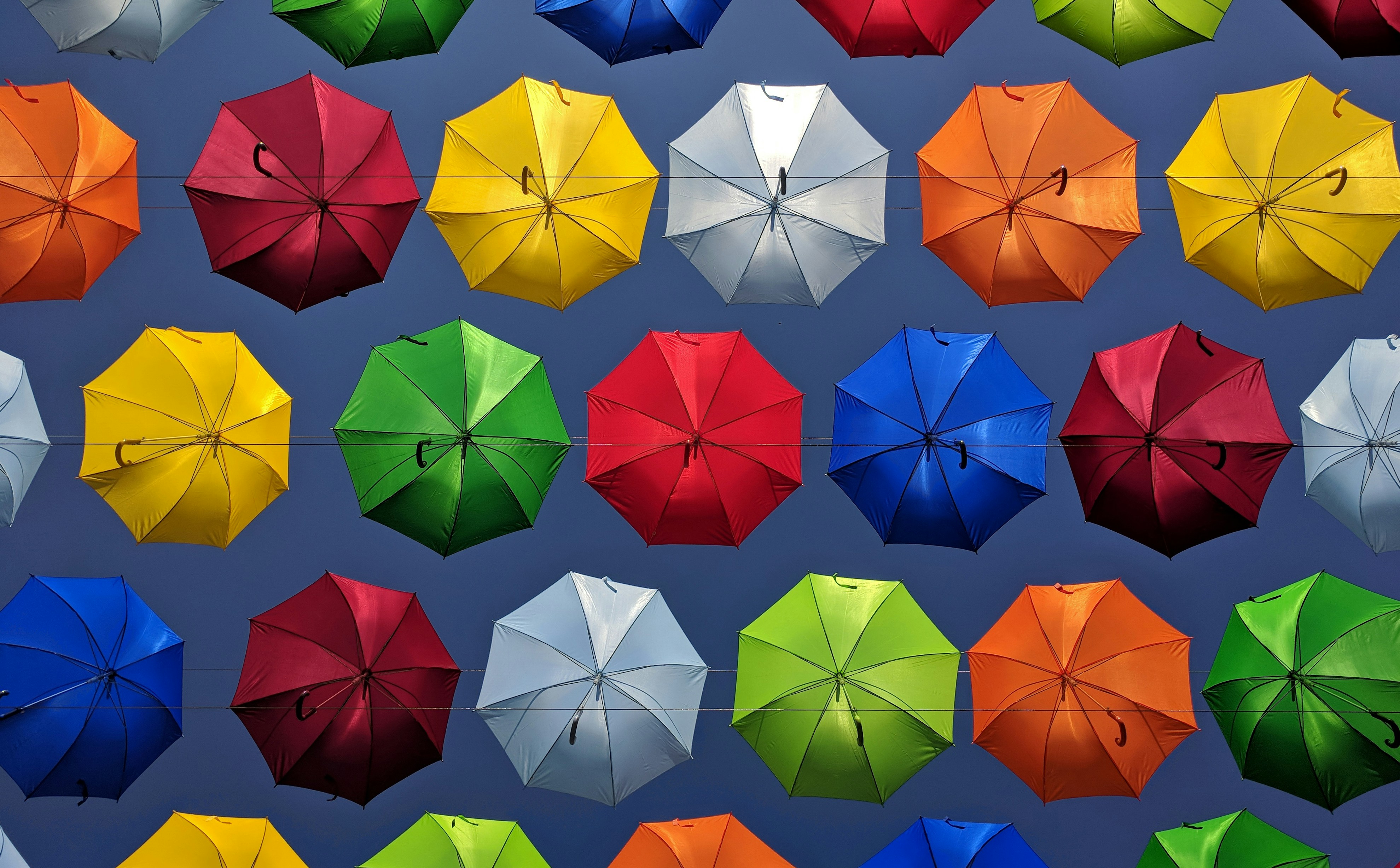 blue green and orange umbrella