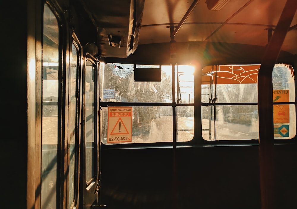 black and gray train interior