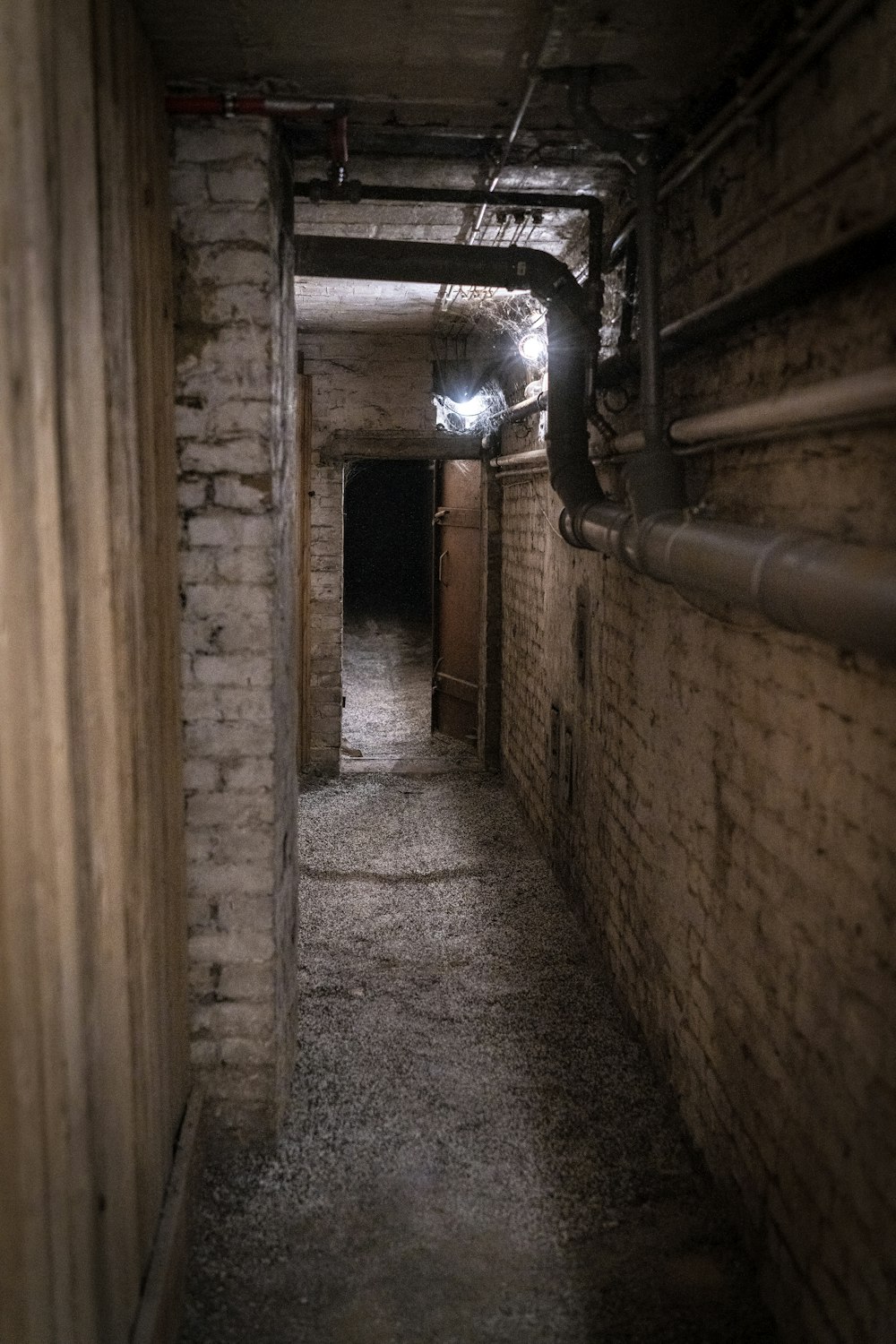 brown wooden door in a hallway