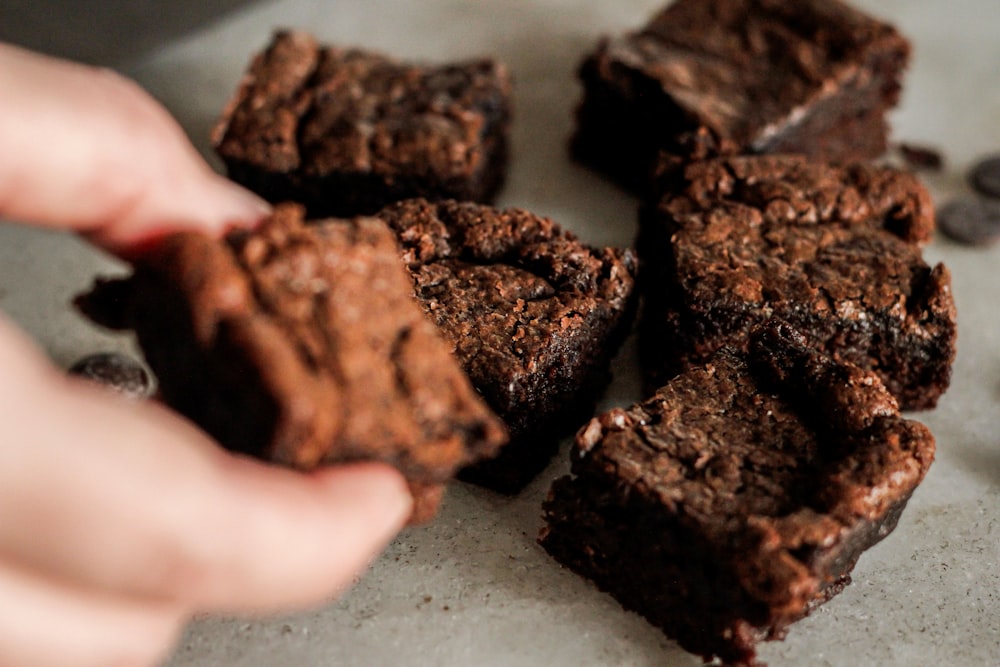 brown chocolate cookies on white ceramic plate