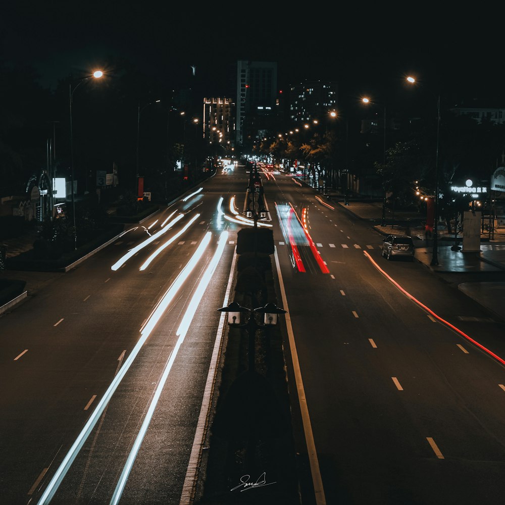 cars on road during night time