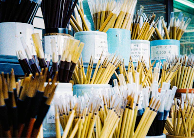 brown wooden brush on white paper