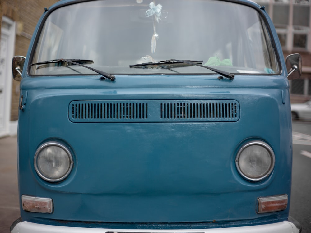 blue and white volkswagen car