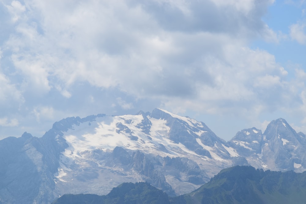 snow covered mountain under cloudy sky during daytime