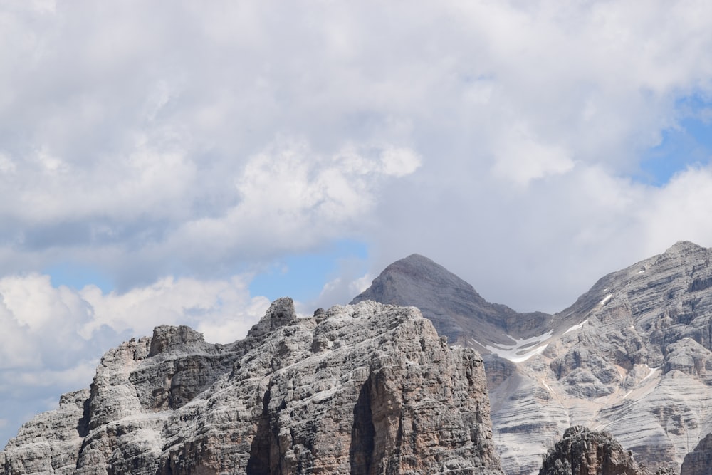 rocky mountain under white clouds during daytime