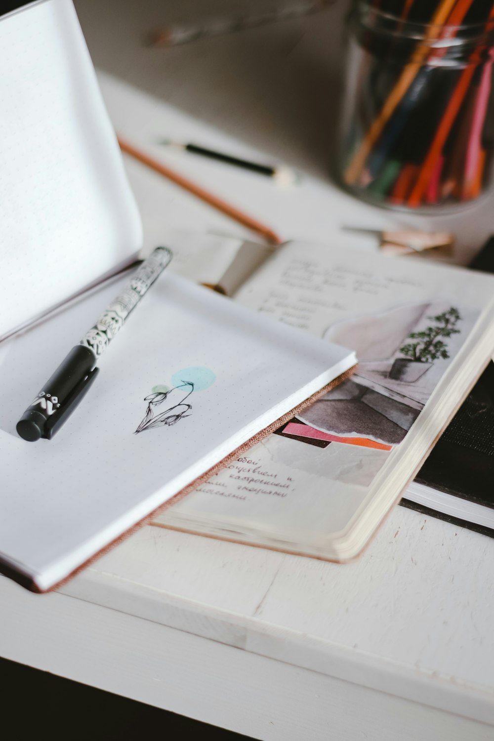 white book on white table