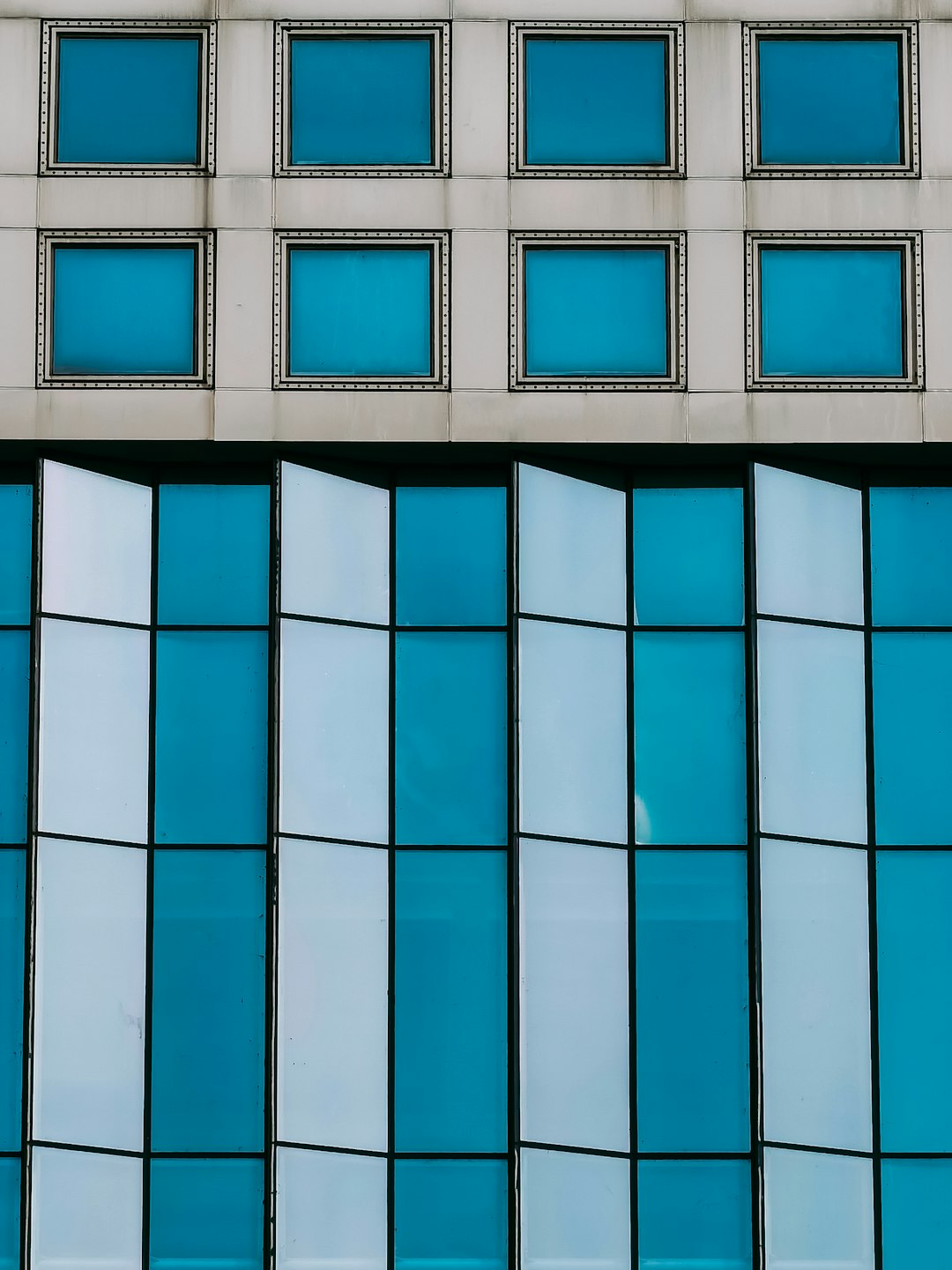 blue and white concrete building