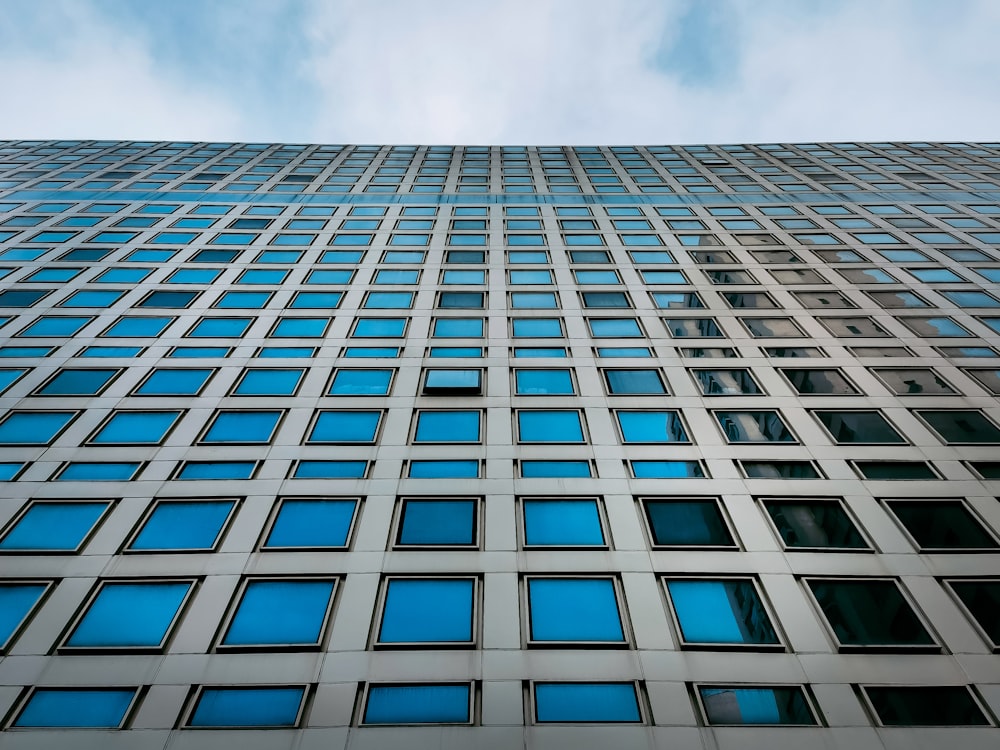 white and blue concrete building