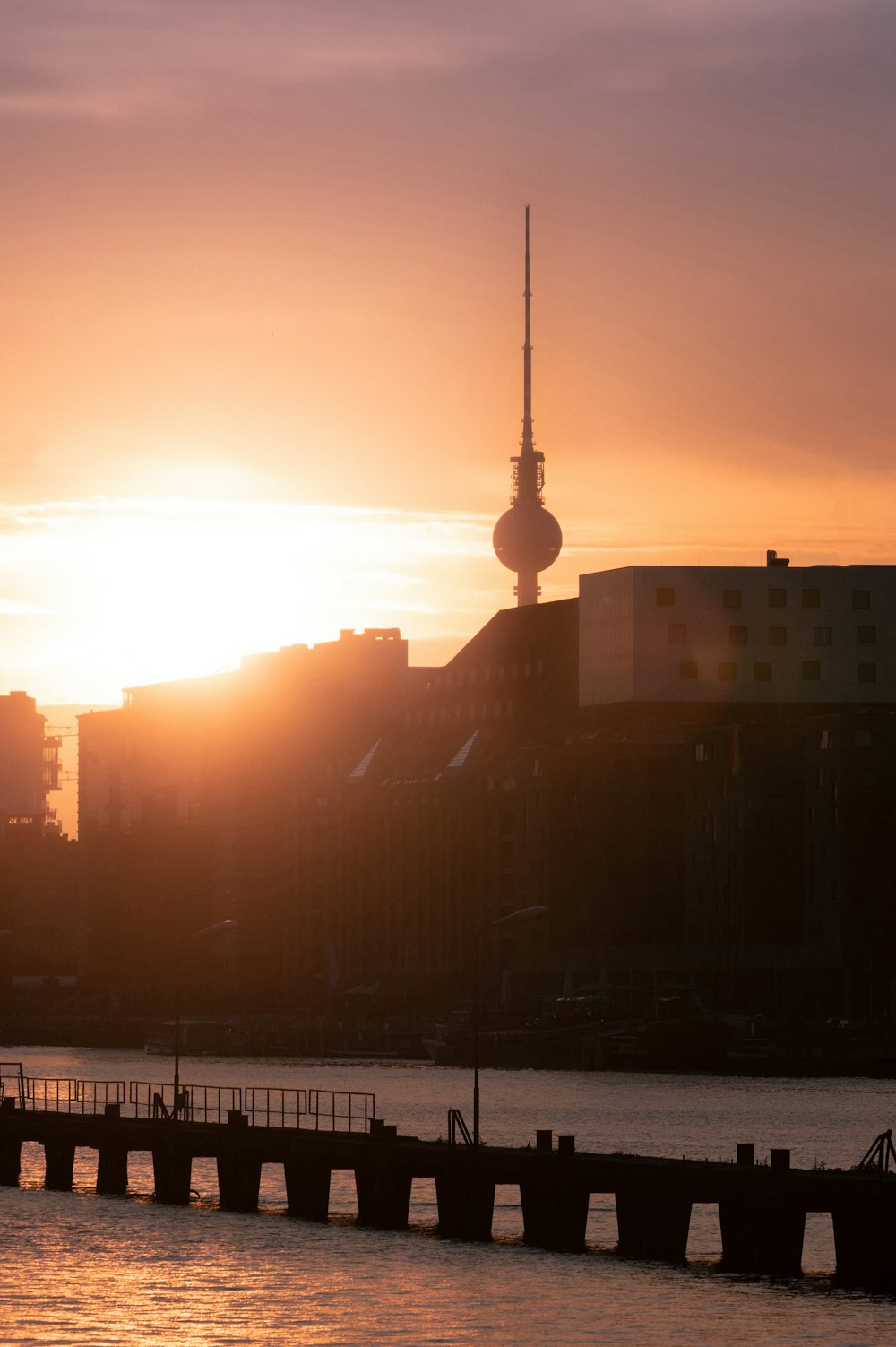 silhouette of building during sunset