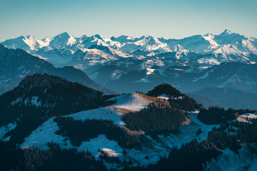 aerial view of lake and mountains during daytime