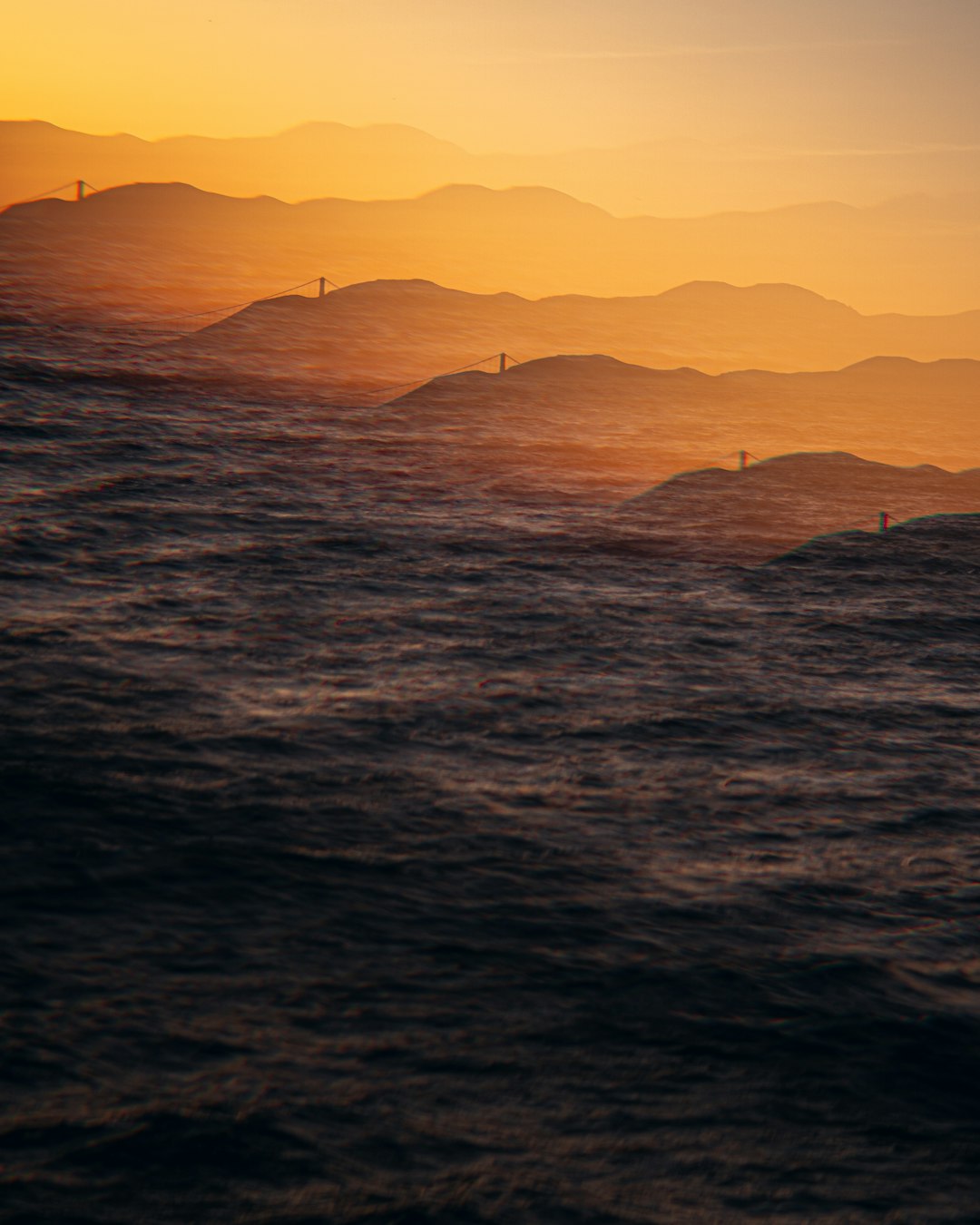 body of water near mountains during sunset