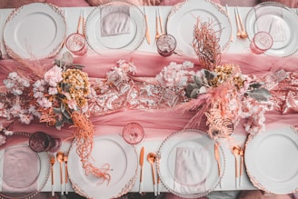 pink and gold floral textile