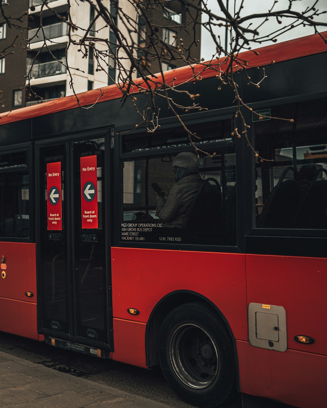 red and black double decker bus