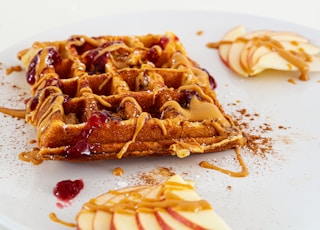 brown waffle on white ceramic plate