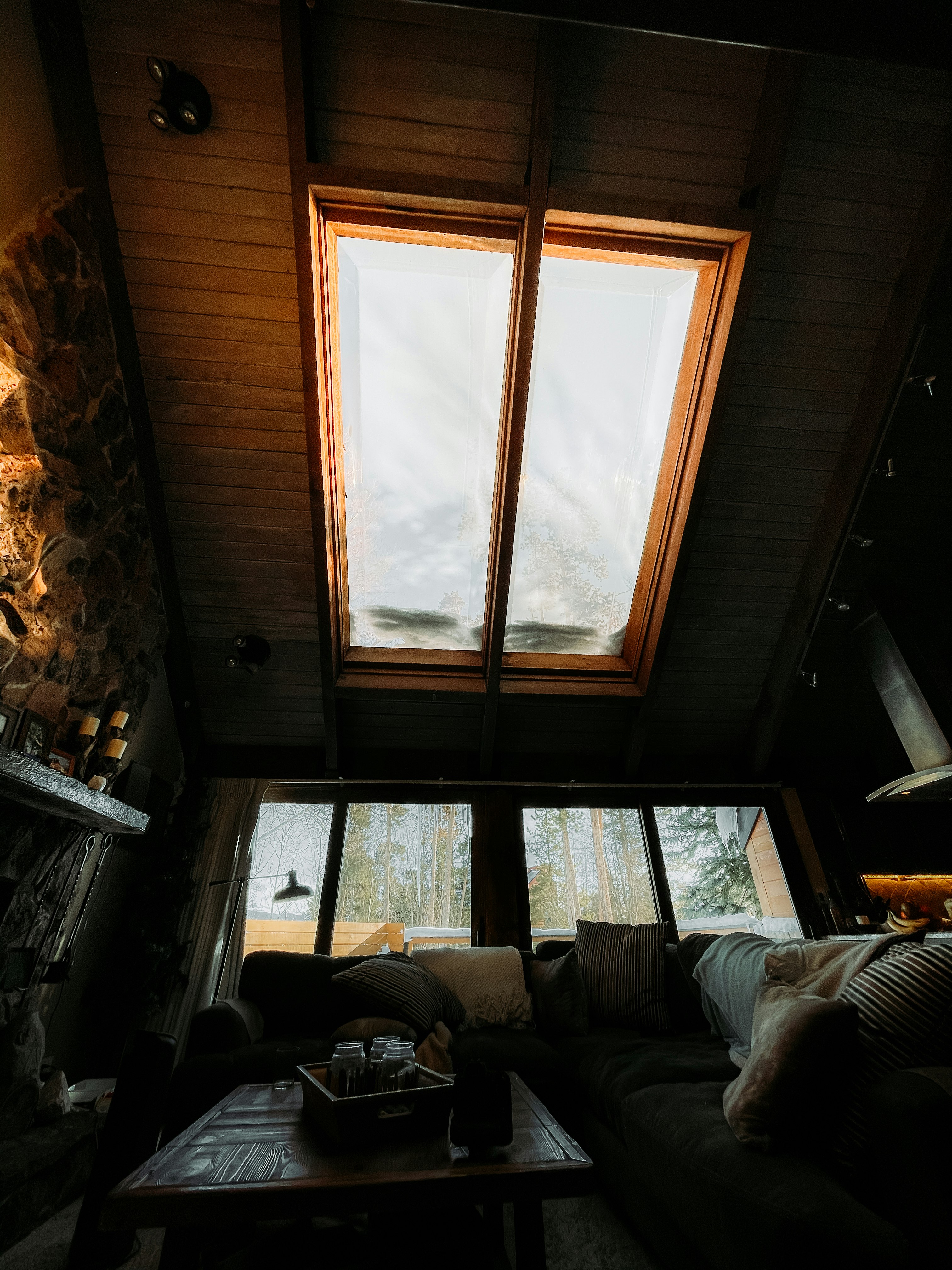 white wooden framed glass window