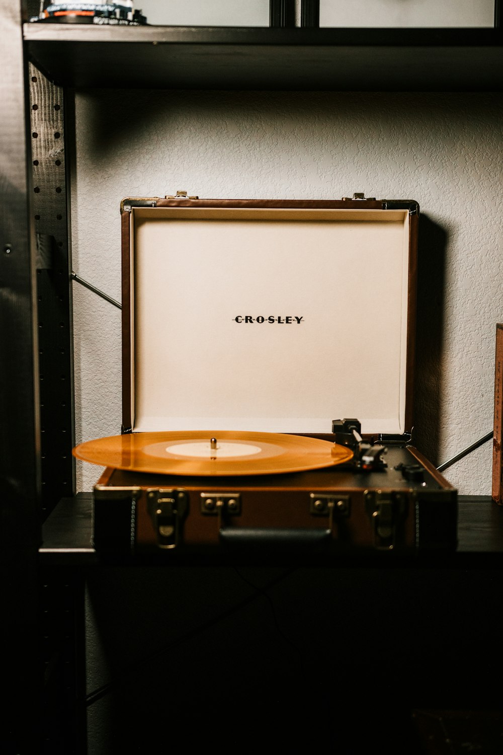 silver and black vinyl record player