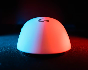 Close-up of a custom mouse pad featuring a vibrant company logo design.