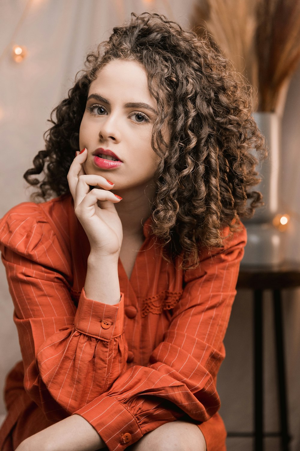 woman in red and black plaid dress shirt