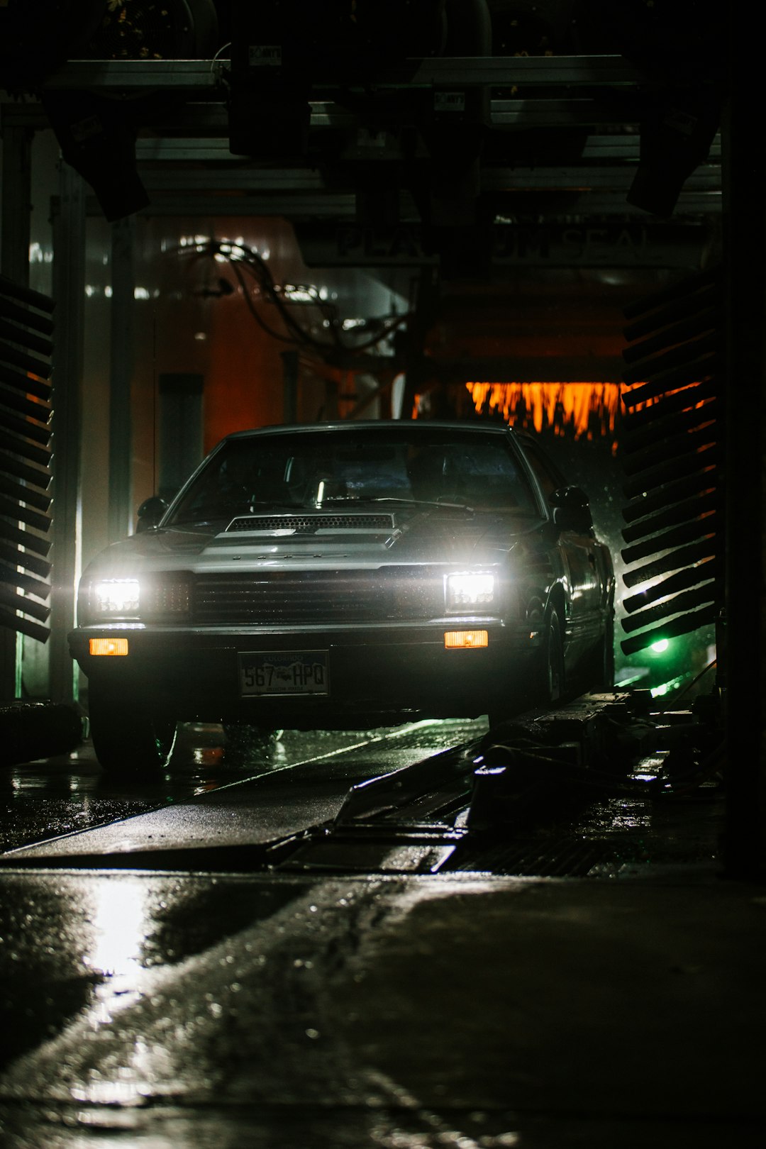 black car in a garage