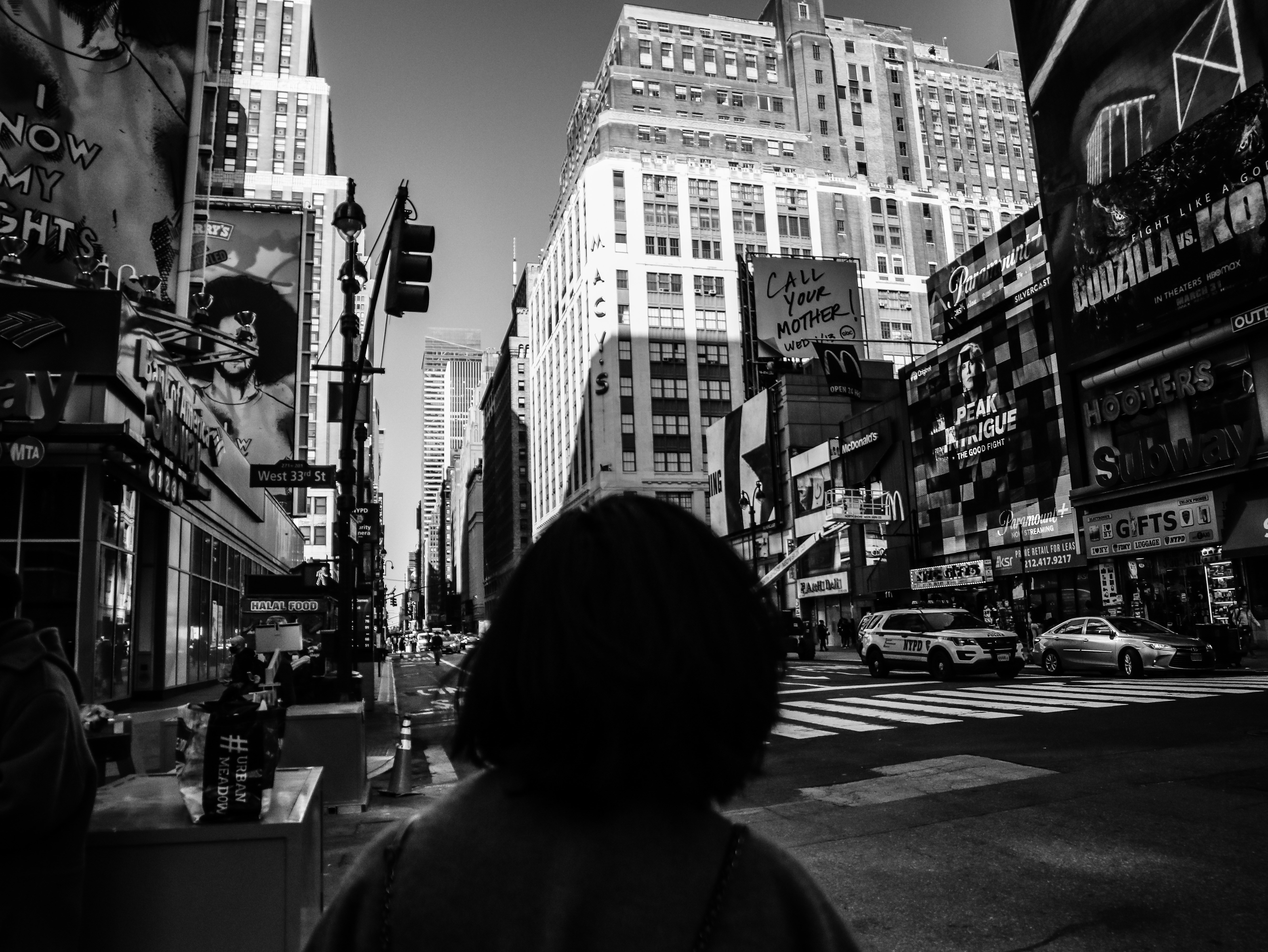 Grayscale photo of woman walking on street photo – Free New york Image ...