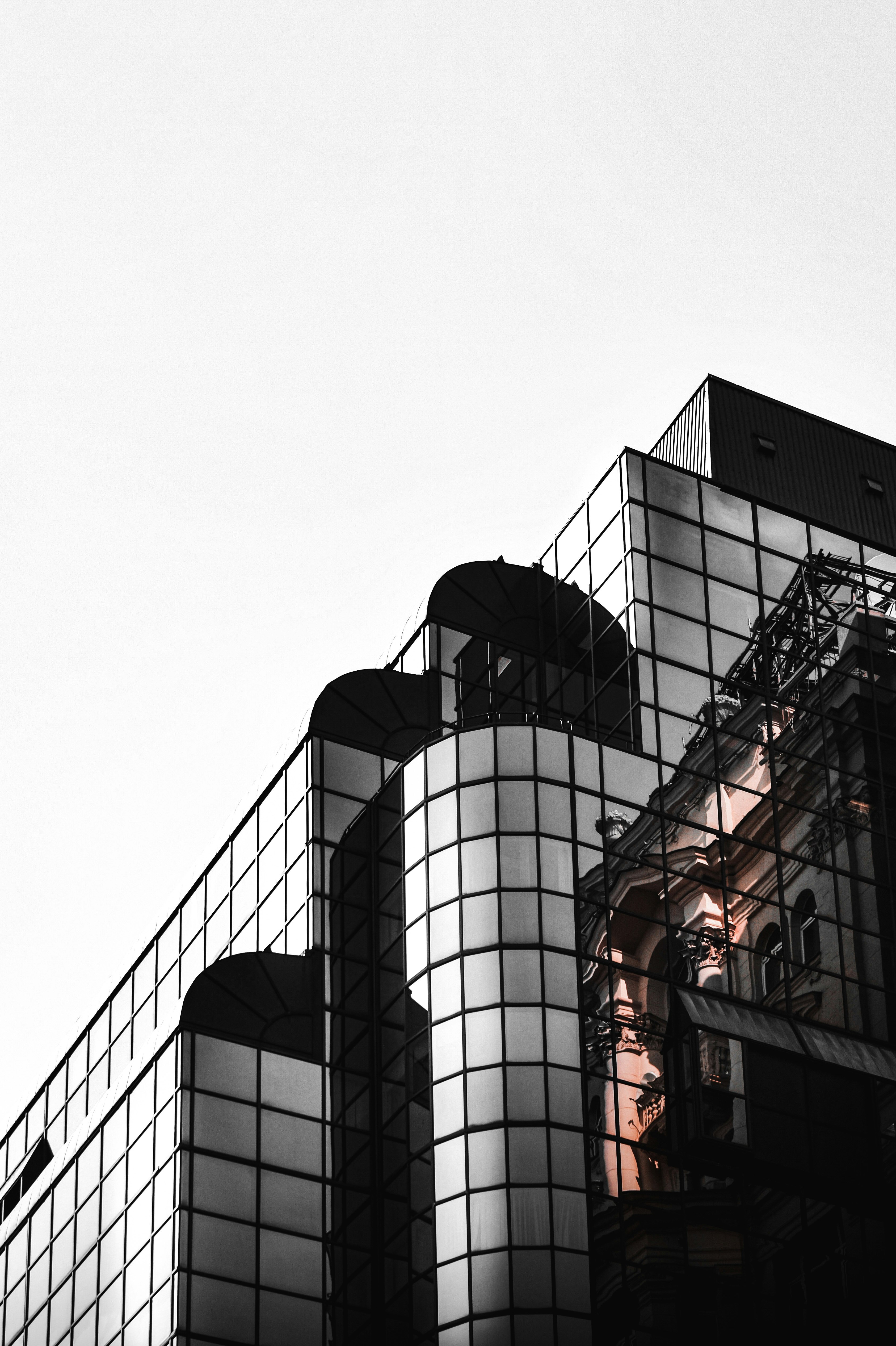 black and white concrete building