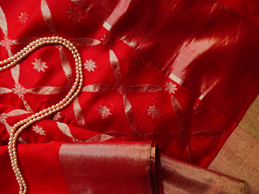 Plum Banarasi georgette saree with a woven jaal border