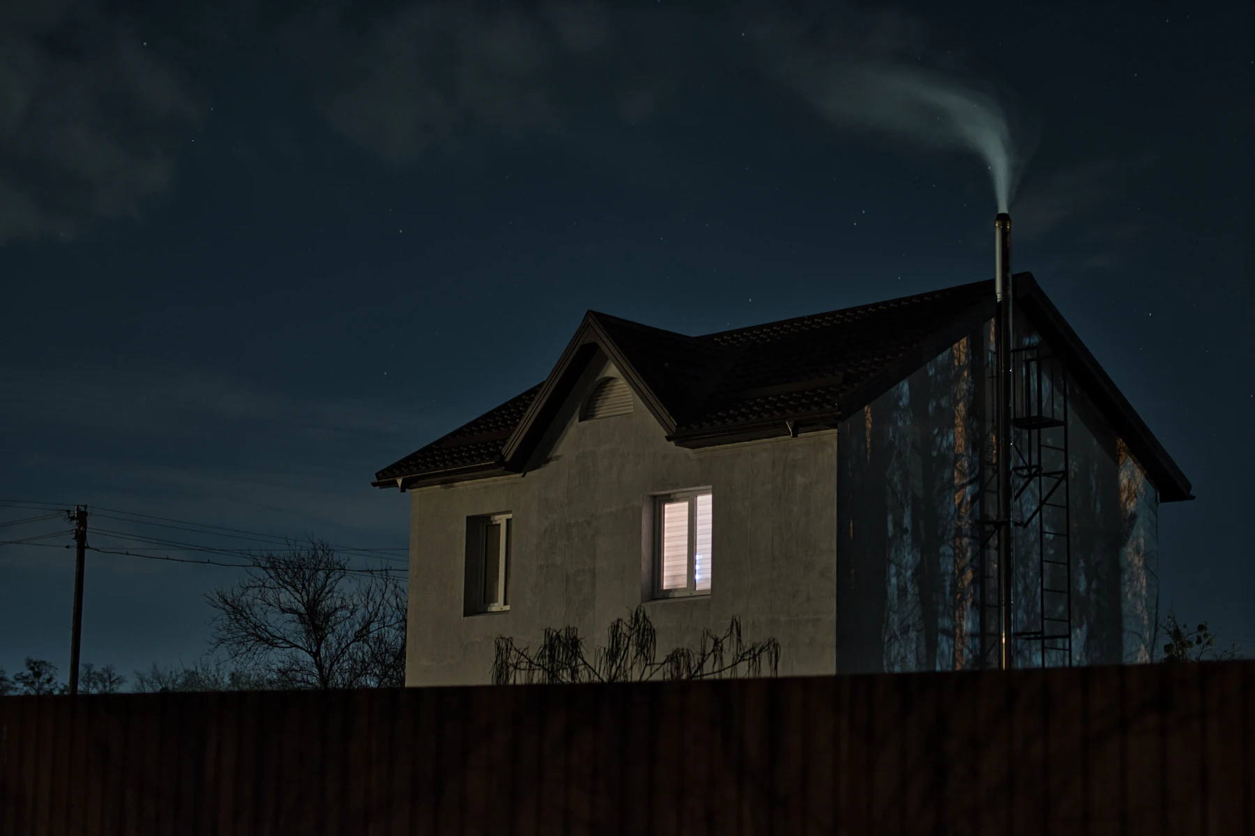 Illuminated home at night