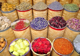 sliced apple fruits on brown woven baskets