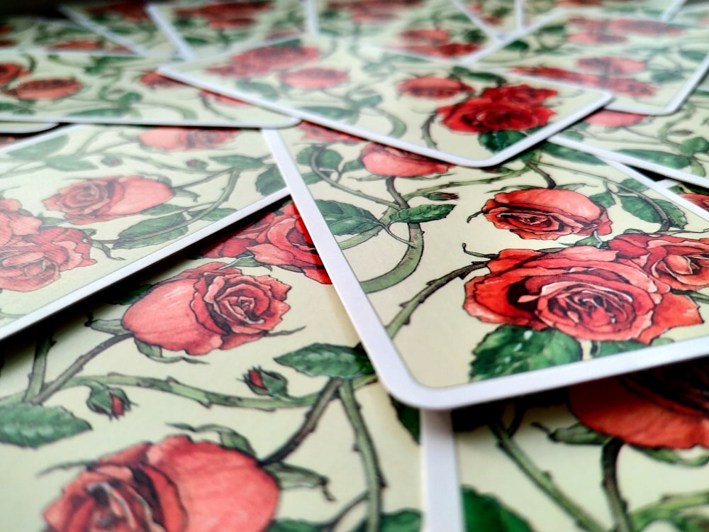 pink and green floral textile