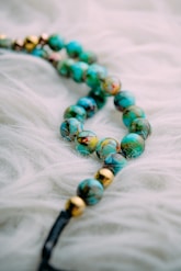 blue and green beaded bracelet