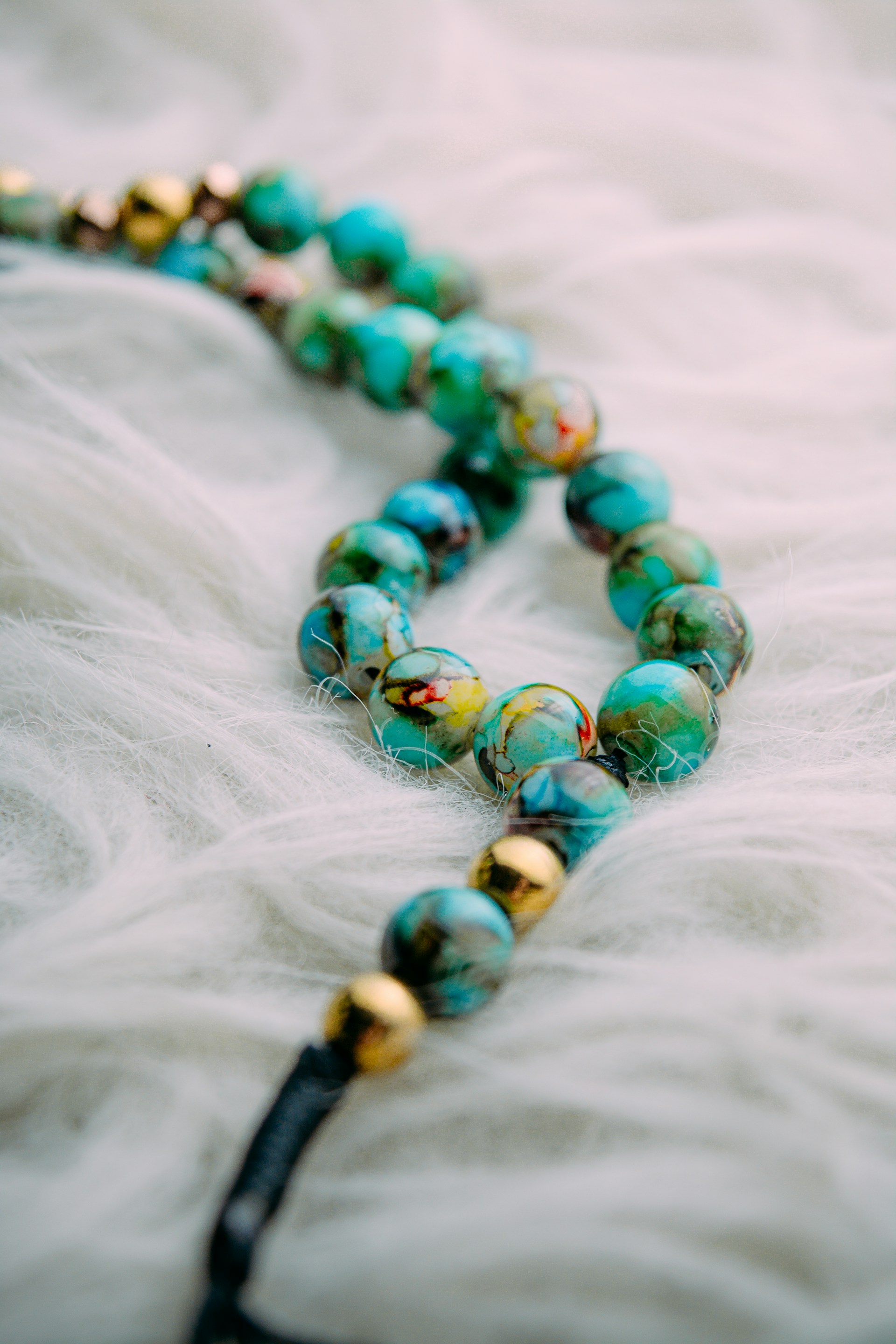 blue and green beaded bracelet