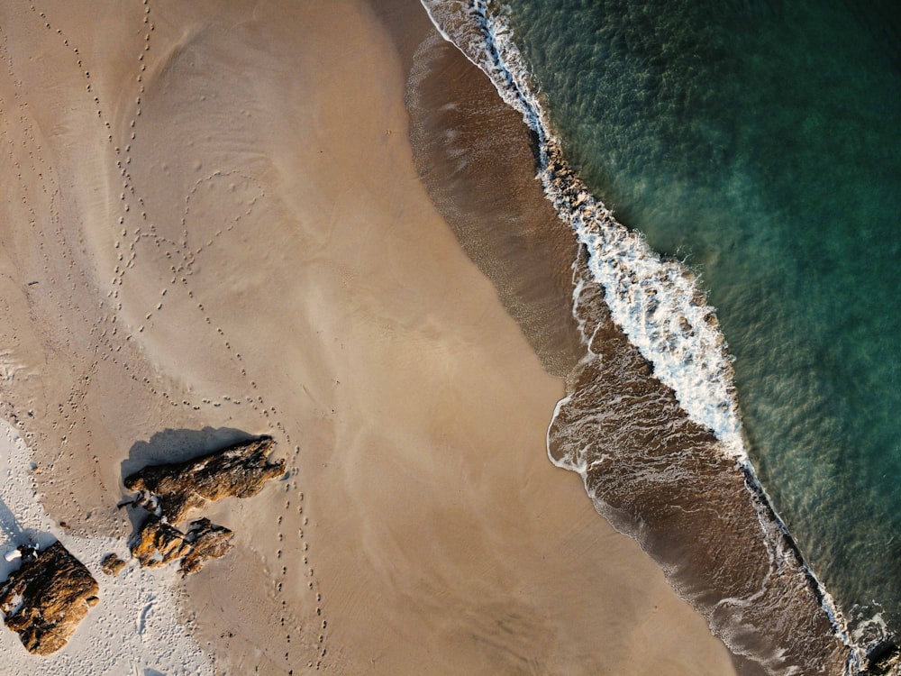 aerial view of ocean waves