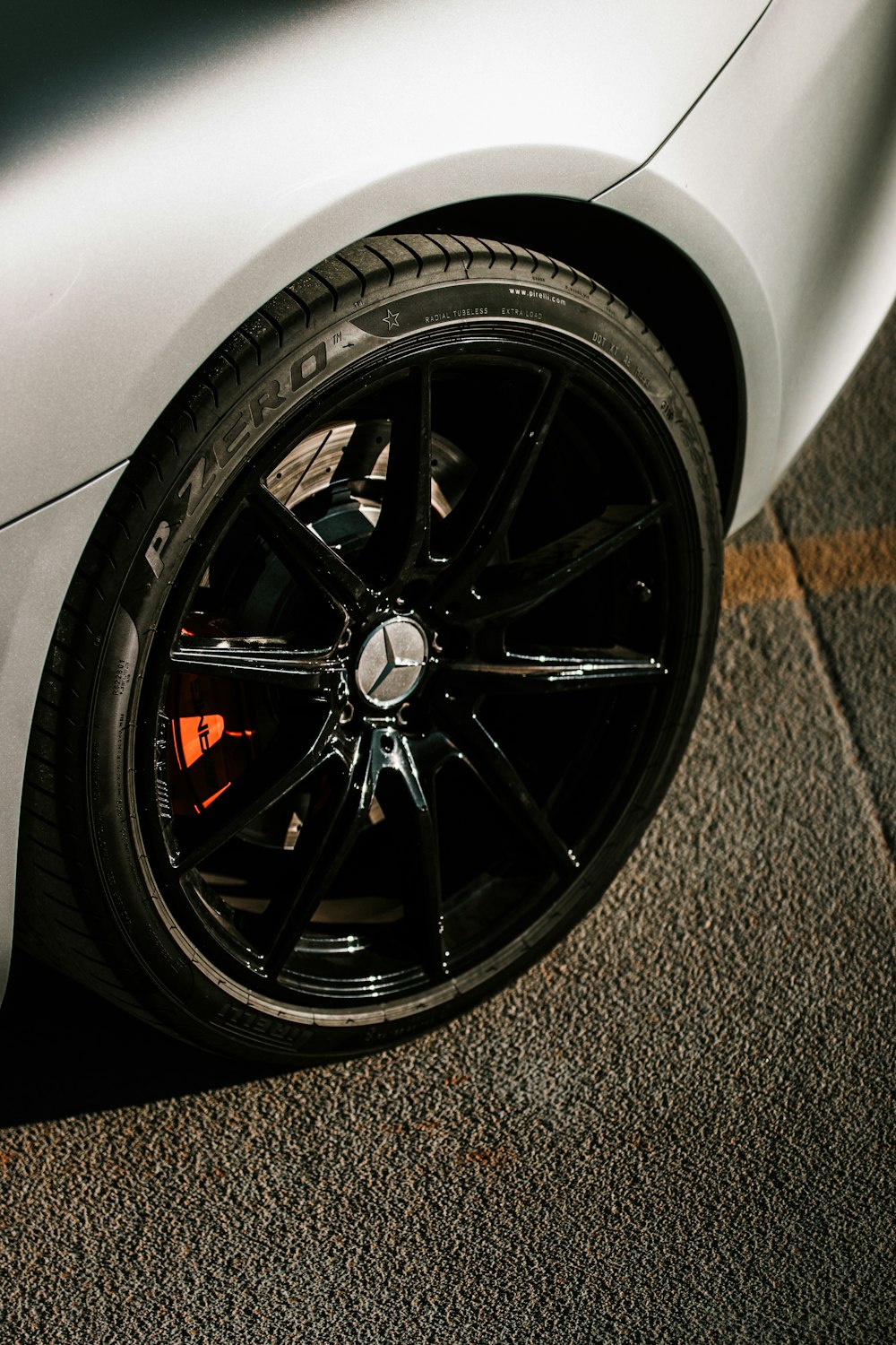 black and silver car wheel